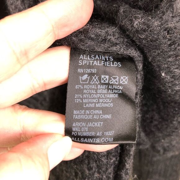 All Saints Black Arion Jacket Royal Alpaca Wool Cardigan Sweater Toggle 6 - Picture 9 of 10
